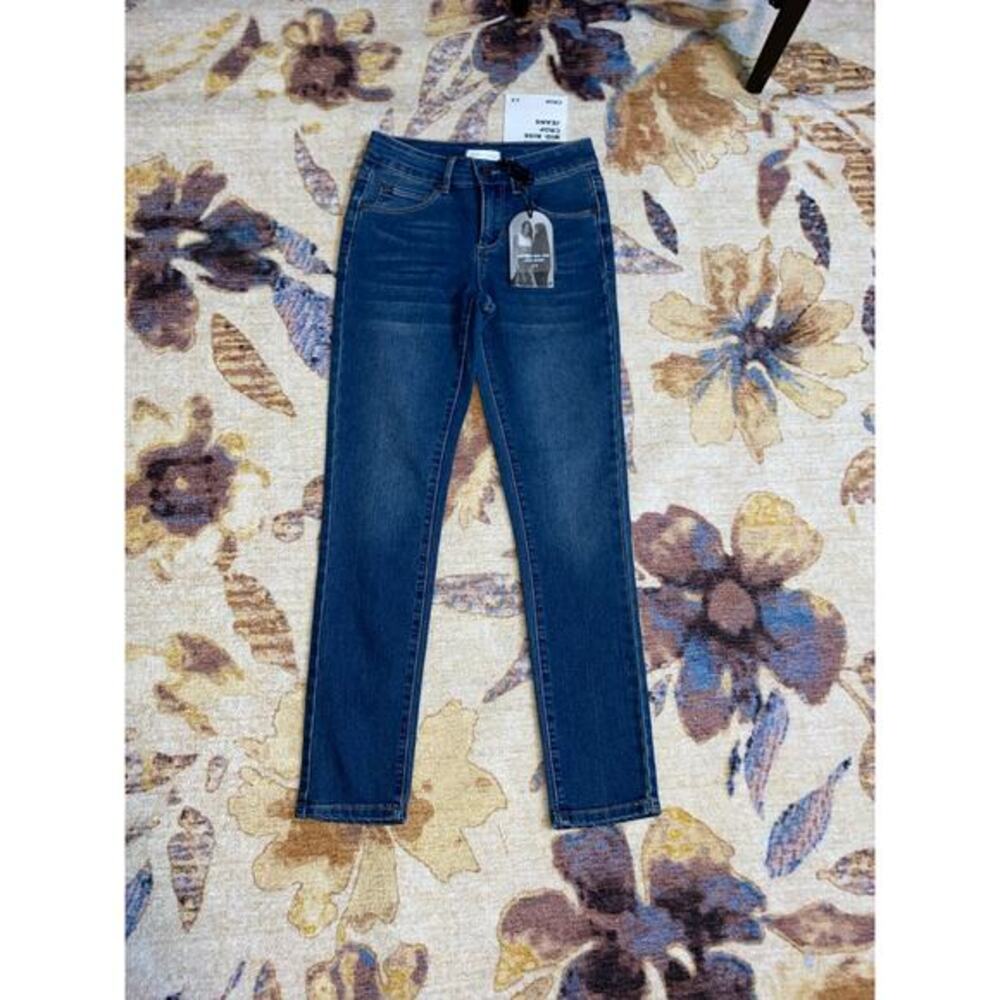 Kendall & Kylie Kontent Mid Rise Crop Jeans Size 1/2 Skinny Blue Denim NWT $128